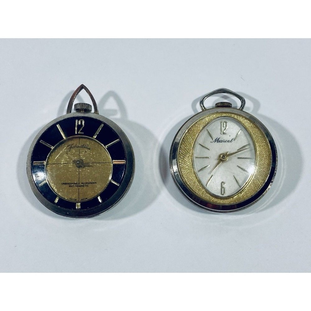 Vintage Pocket Watches Marcel Fashiontime Swiss Made Not Running Parts Only READ